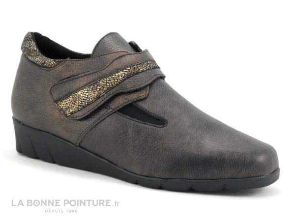 Pas Cher soldes France Offres 👍 Pedi Girl BILIAN Bronze Noir – Chaussure Montante Femme Avec Velcro 🥰 1