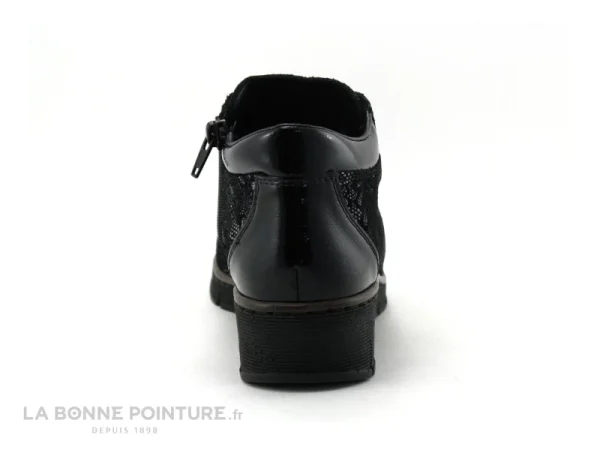 Acheter Maintenant Budget 👍 Femme Rieker 53778-00 Noir Argent Fleuri – Verni – Chaussure Montante 😉 5