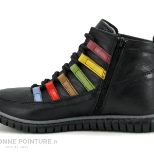 boutique en ligne france Bon marché 🎁 Karyoka QUINTO Noir – Oeillets Multicolores – Chaussure Montante Femme 💯 13