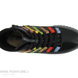 boutique en ligne france Bon marché 🎁 Karyoka QUINTO Noir – Oeillets Multicolores – Chaussure Montante Femme 💯 19