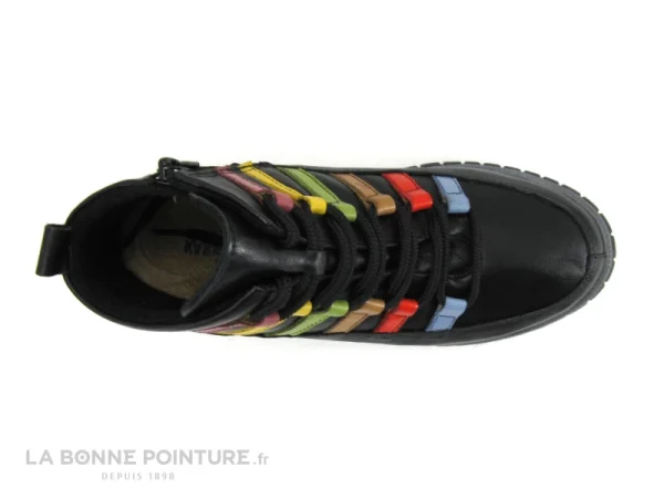 boutique en ligne france Bon marché 🎁 Karyoka QUINTO Noir – Oeillets Multicolores – Chaussure Montante Femme 💯 7