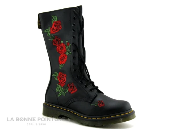 Coupon 🧨 Femme DR Martens 1914 VONDA Black – Roses Brodees – Bottine 🛒 soldes de Noël 1