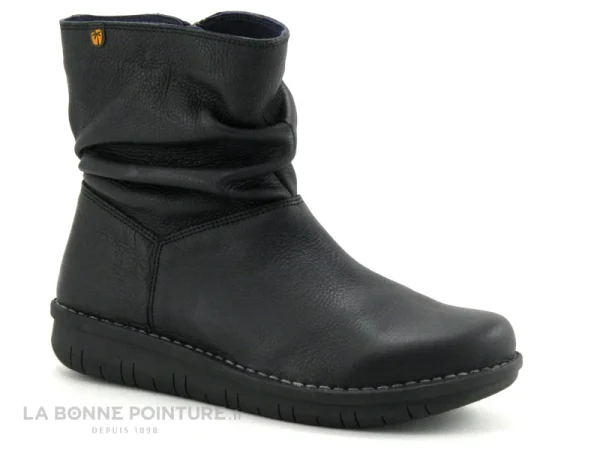 Le moins cher 😀 Jungla 7559 Noir – Tige Plissee – Bottine Femme Cuir Noir 😉 magasin 1