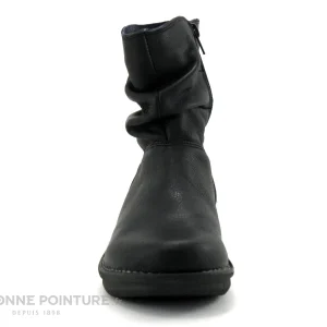 Le moins cher 😀 Jungla 7559 Noir – Tige Plissee – Bottine Femme Cuir Noir 😉 magasin 11