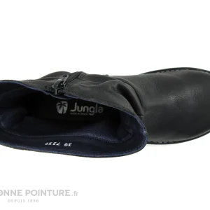 Le moins cher 😀 Jungla 7559 Noir – Tige Plissee – Bottine Femme Cuir Noir 😉 magasin 19