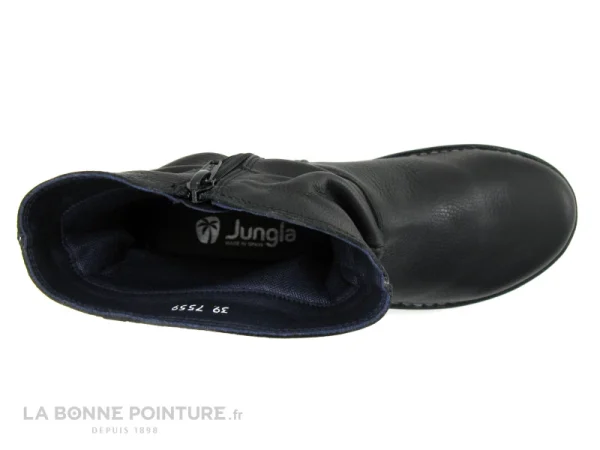 Le moins cher 😀 Jungla 7559 Noir – Tige Plissee – Bottine Femme Cuir Noir 😉 magasin 7