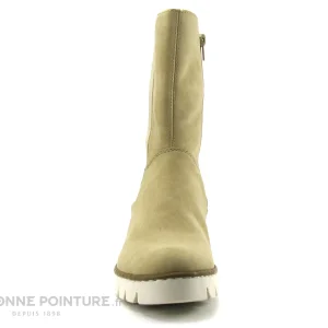 prix le plus bas Vente flash ✨ Femme Rieker X5752-60 Beige – Bottine Tige Haute Avec Semelle Crantee 🔥 11