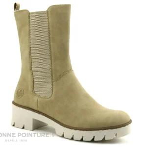 prix le plus bas Vente flash ✨ Femme Rieker X5752-60 Beige – Bottine Tige Haute Avec Semelle Crantee 🔥 17