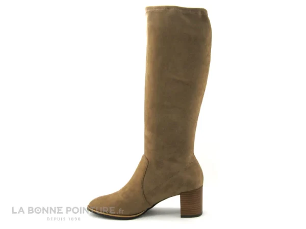 meilleur cadeau Sortie ❤️ Fugitive GIGUE Velours Taupe – Botte Stretch Femme Talon Haut 🎁 4