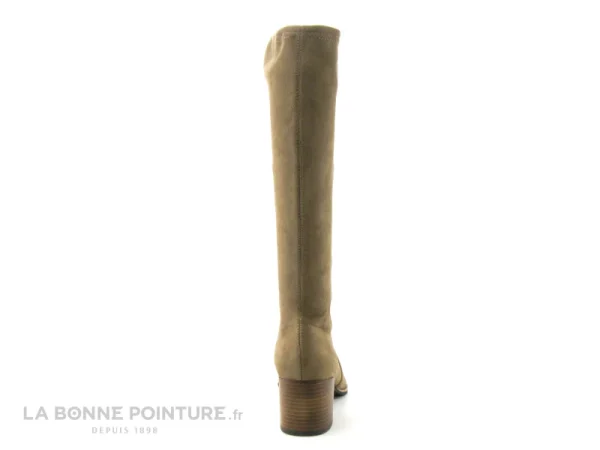 meilleur cadeau Sortie ❤️ Fugitive GIGUE Velours Taupe – Botte Stretch Femme Talon Haut 🎁 5