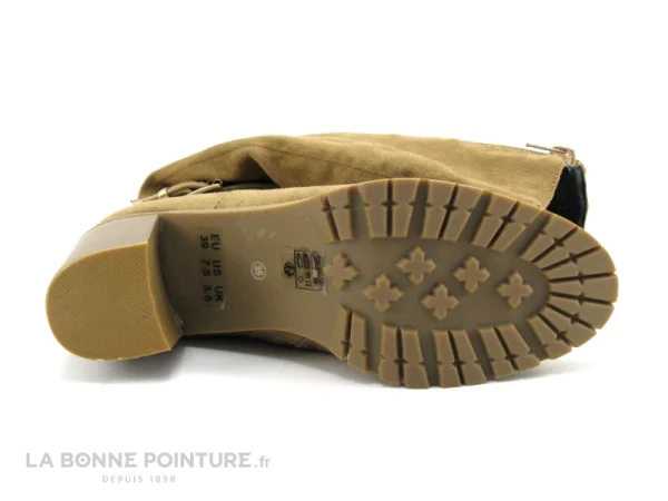 Promo 👍 The Divine Factory QL4722 Beige – Botte Femme – Talon Bloc 🎁 outlet soldes 5