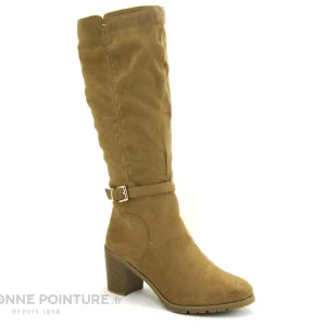 Promo 👍 The Divine Factory QL4722 Beige – Botte Femme – Talon Bloc 🎁 outlet soldes 15