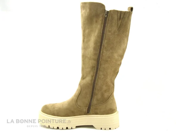 grand choix Promo ✔️ Millie Et Co Femme Millie And Co B841503 Taupe – Botte Beige – Semelle Epaisse 🌟 4