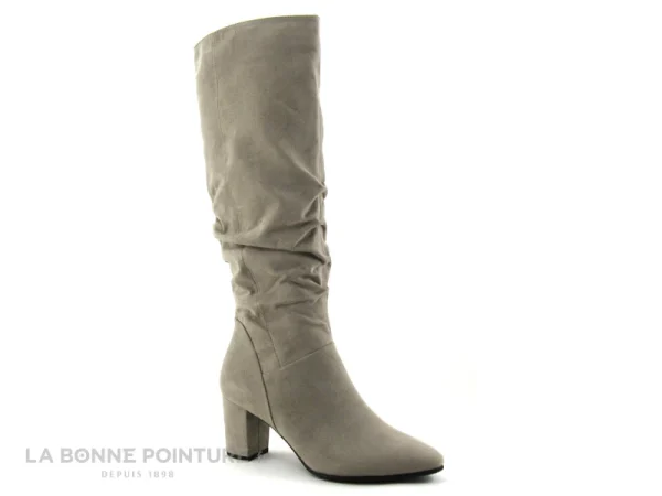 Meilleur prix ⭐ Femme Marco Tozzi 2-25519-27 – Velours Beige Taupe – Botte Talon Haut 👏 De super promotions disponibles 1