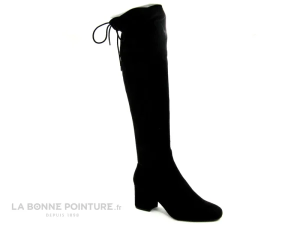 Le moins cher ✔️ Femme The Divine Factory QL4554 Stretch Noir – Botte Cuissarde Talon Carre 😍 outlet soldes 1