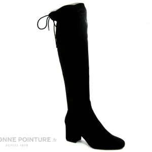 Le moins cher ✔️ Femme The Divine Factory QL4554 Stretch Noir – Botte Cuissarde Talon Carre 😍 outlet soldes 15