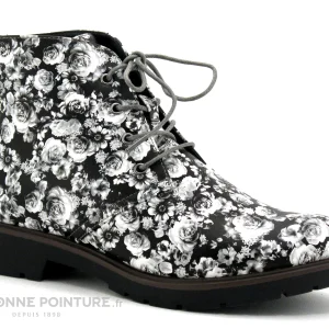 Budget ⭐ Feel’In Femme Feel In HOMEO – Noir Fleuri – Chaussure Montante 🔥 REMISE 17