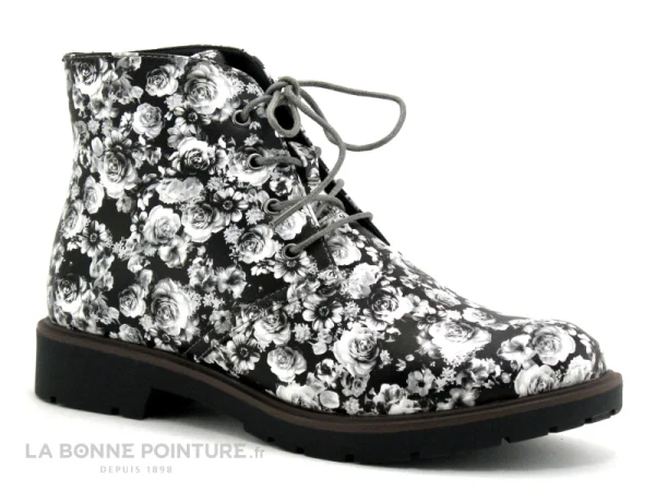 Budget ⭐ Feel’In Femme Feel In HOMEO – Noir Fleuri – Chaussure Montante 🔥 REMISE 6