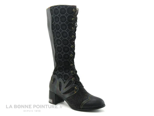 Promo 🎁 Femme Laura Vita GYCROO 141 Noir – Botte Lacet – Rosaces Et Paillettes 😍 soldes en ligne 1