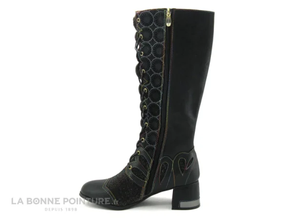 Promo 🎁 Femme Laura Vita GYCROO 141 Noir – Botte Lacet – Rosaces Et Paillettes 😍 soldes en ligne 4