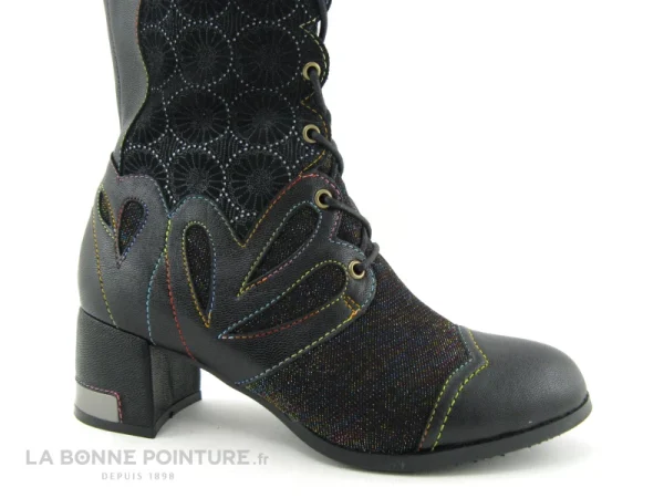 Promo 🎁 Femme Laura Vita GYCROO 141 Noir – Botte Lacet – Rosaces Et Paillettes 😍 soldes en ligne 6