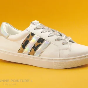 marque pas cher Acheter 👏 Femme The Divine Factory QL3944 Blanc Argent Leopard – Tennis Blanche F 🥰 17