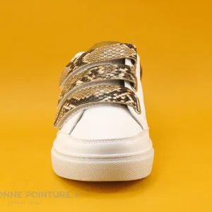 grand choix Nouveau 😉 Femme The Divine Factory QL4603 Blanc Camel Cobra – Basket 3 Velcros ✔️ 9