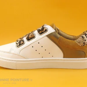 grand choix Nouveau 😉 Femme The Divine Factory QL4603 Blanc Camel Cobra – Basket 3 Velcros ✔️ 11