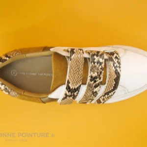 grand choix Nouveau 😉 Femme The Divine Factory QL4603 Blanc Camel Cobra – Basket 3 Velcros ✔️ 13