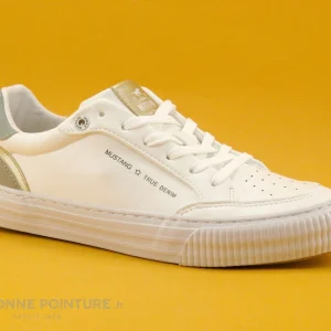 Le moins cher 😀 Mustang 👟 Shoes Mustang 1420-301-11 Weiss Mint – Basket Basse Femme – Blanc – Vert 🔔 économies garanties 17