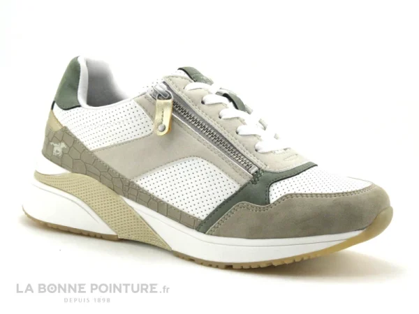 Grosses soldes 🔥 Mustang 👟 Shoes Femme Mustang 1358-308-41 – Beige Blanc – Basket Semelle Compensee 🎁 prix le plus bas 6