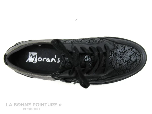 Meilleure vente 😍 Moran’s Morans KARTE Noir Argent – Basket Basse Femme En Cuir Avec Zip 💯 site soldes 7