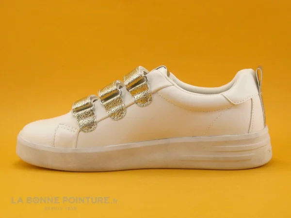 Promo 🥰 Tamaris 1-24712-28 White Lt Gold – Basket Femme 3 Velcros 😍 Paiement sécurisé 4