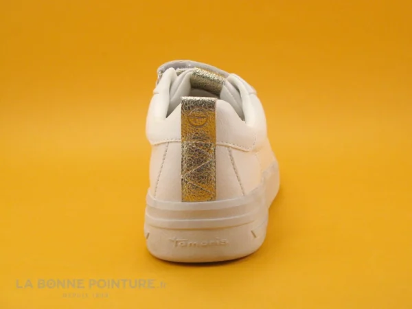 Promo 🥰 Tamaris 1-24712-28 White Lt Gold – Basket Femme 3 Velcros 😍 Paiement sécurisé 5