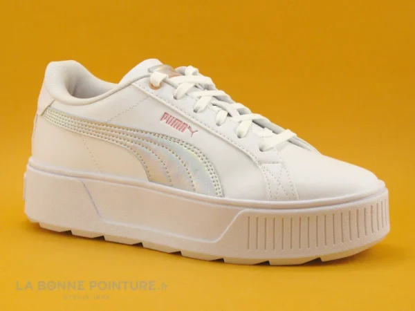 Budget 👍 Femme Puma KARMEN Shine – White – Fizzy Melon – Basket Plateforme ⌛ grande surprise 1