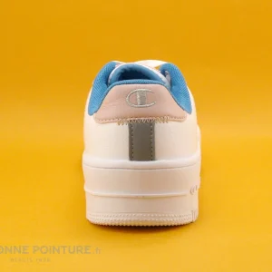 Tout neuf ⭐ Femme Champion REBOUND PLATFOR S11473 – Basket Blanc Bleu Gris Rose 🌟 Dernières Nouveautés 15