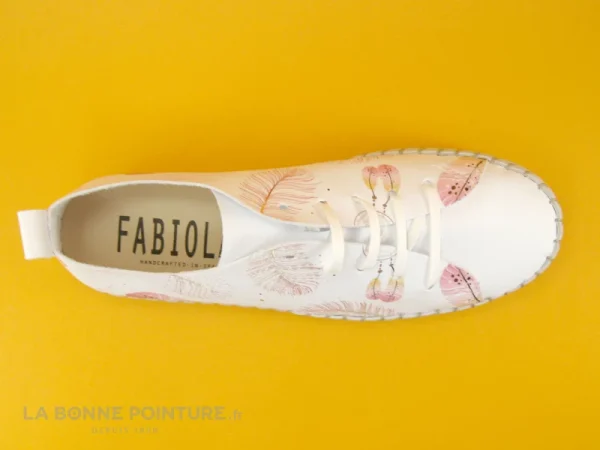 mode Tout neuf 🥰 Fabiolas 25113 – Blanc – Plumes – Basket Basse Femme ❤️ 7