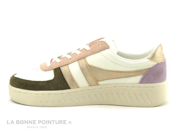 Budget 👍 Gola GRANDSLAM Quadrant – Blanc Kaki Rose Gold – 👟 Sneakers Mode Femme 🎉 solde en ligne 4