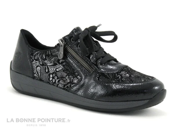 Le moins cher ⭐ Rieker N1112-00 Noir Gris – Basket De Ville Femme 🔔 grande marque pas cher 6