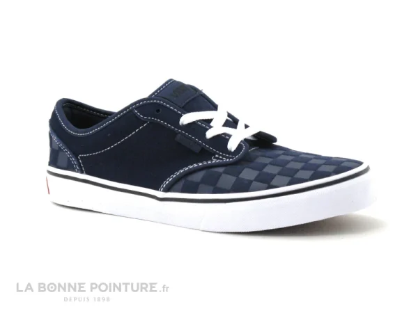 Coupon 🔥 Junior Vans Atwood Deboss Chkrbrd – VN0A45JS0PP1 – Basket Cuir Bleu 😀 magasins pas chers 1