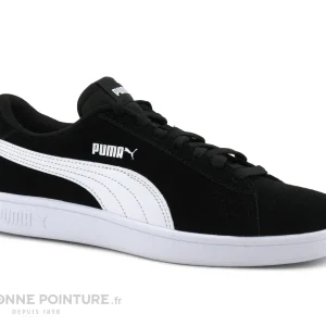 Nouveau 😍 Puma SMASH V2 SD Junior Black – Basket Basse Cuir Velours Noir 🛒 Meilleur Prix Garanti 17