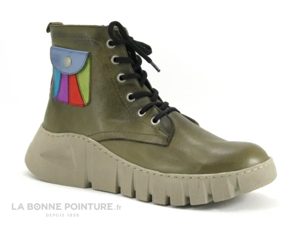 Meilleure vente 💯 Karyoka IAN Kaki – Pochette Multicolore – 🥾 Boots Plateforme Femme Kaki ⭐ offre spéciale 1